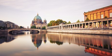 Berlin Cathedral with Museum Island in Berlin Berlin Cathedral with Museum Island in Berlin seen from river Spree