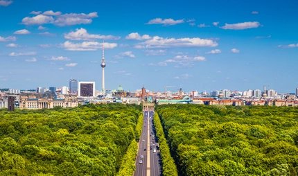 Berlin skyline with Tiergarten park in summer, Germany Berlin skyline with Tiergarten park in summer, Germany