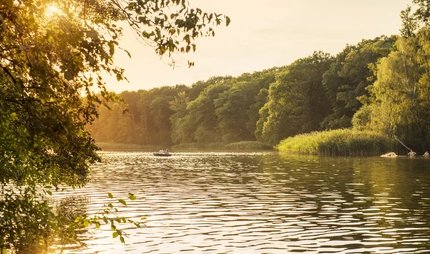 At Lake Schlachtensee in Berlin With the rowing boat on the Schlachtensee in Berlin