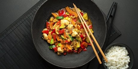 Chinese food with meat and vegetables