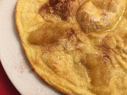 Close-Up Of Apple Crepe Served In Plate