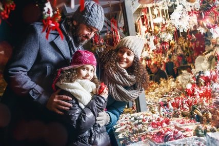 Family visiting a Christmas market Family visiting a Berlin Christmas market