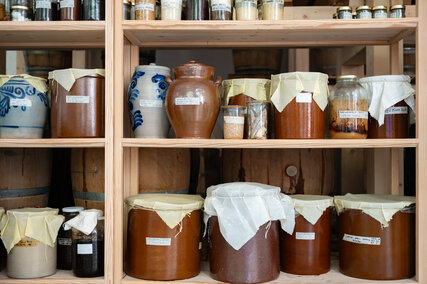 Mimi Ferments products in clay jugs