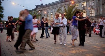 Tango night in Berlin at the Museum Island - couples dance Tango dancing: Milonga at the Museum Island