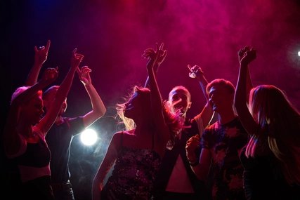 Two dancers of the club in Berlin: people on the dance floor Two dancers of the club in Berlin: people on the dance floor