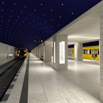 New station Museumsinsel on the U5 The Museumsinsel station on the U5 line with the blue starry sky
