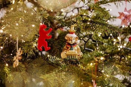 Festively decorated Christmas tree Festively decorated Christmas tree with Berlin Bears