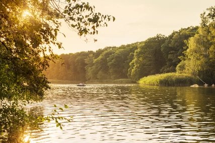 At Lake Schlachtensee in Berlin With the rowing boat on the Schlachtensee in Berlin