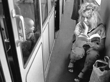 Alltag in der DDR , 1985, Im Zug von Berlin nach Leipzig