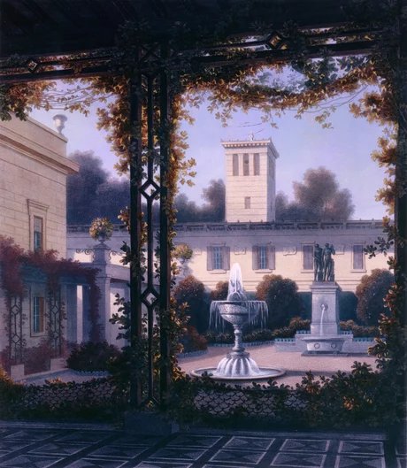 Haun nach Schirmer: Der Gartenhof von Glienicke, 1837 © SPSG / Foto: Jörg P. Anders Haun nach Schirmer: Der Gartenhof von Glienicke, 1837 © SPSG / Foto: Jörg P. Anders