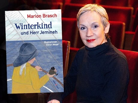 COLLAGE Marion Brasch mit dem Buchcover Winterkind und Herr Jemineh