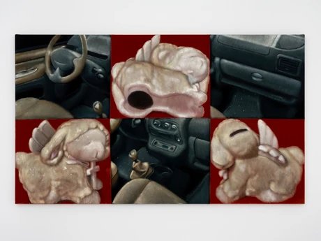 Fucking joyride, 2025 Oil on velvet 140.5 x 240.5 x 6 cm 55 1/4 x 94 3/4 x 2 3/8 in (CI-IW-1851 Fucking joyride, 2025 Oil on velvet 140.5 x 240.5 x 6 cm 55 1/4 x 94 3/4 x 2 3/8 in (CI-IW-1851