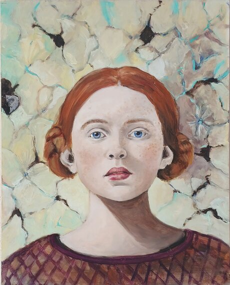 Regine Kuschke, Der Riss, Gemälde (Oil on Gessoboard), 40 x 50 cm, 2023