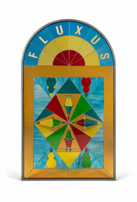 Emmett Williams, Buntglasfenster für die Fluxus-Kathedrale, 1988 © Archivio Conz