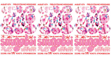 Plakat für Strongboi Konzert mit abstrakte pinke Gemälde