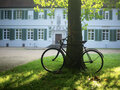 Historisches Fahrrad vor einem Baum stehend