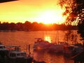 Sonnenuntergang beim historischen Fährhafen in Köpenick