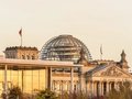 Reichstag with dome Dome of the Berlin Reichstag sight in warm light