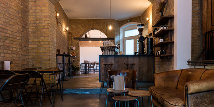Romantic and trendy Café ,Distrikt Coffe' in Mitte pictured from inside