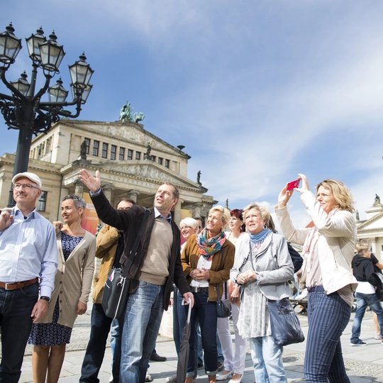 Tour group at Gendarmenmarkt in Berlin Gendarmenmarkt - der most beautiful square in Berlin