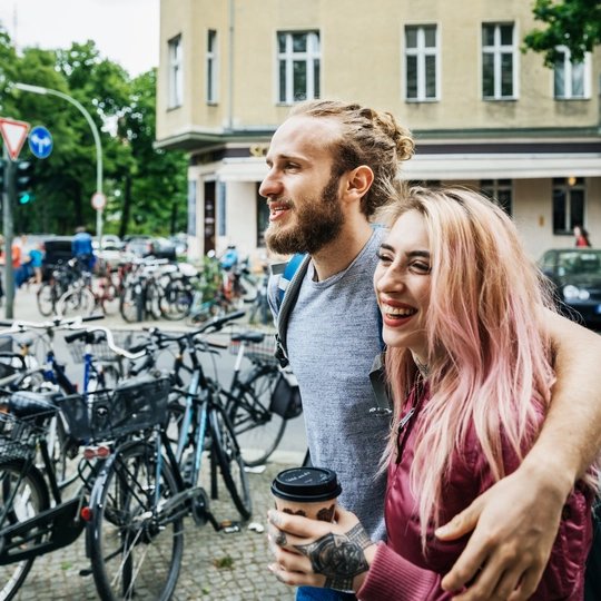 Young couple discovering Berlin neighbourhood Young Couple in Berlin