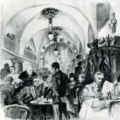 Im Romanischen Café von Richard Duschek, 1929