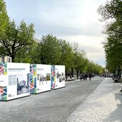 Freiluft-Ausstellung Unter den Linden. Visualisierung: Franke Steinert GmbH