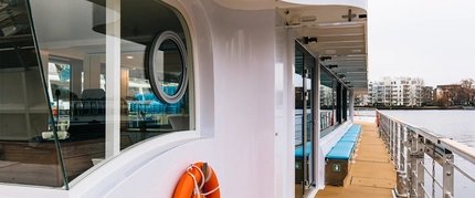 Boat trip with catamaran in Berlin Catamaran of the shipping company Stern und Kreisschiffahrt