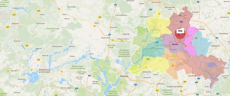 Berlin's districts & neighbourhoods Map with Berlin's districts & neighbourhoods