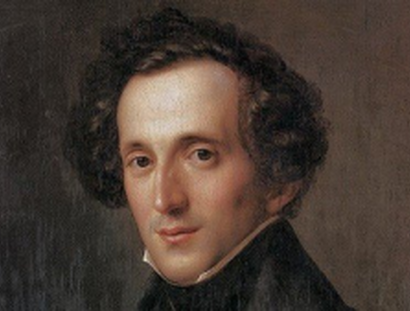 Das Bild zeigt Felix Mendelssohn Bartholdy auf einem Bild von Theodor Hildebrandt (1834, SGM Inventar-Nr. XIX/9).