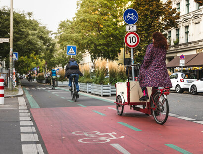 Fahrradwege in der Bergmannstraße Friedrichshain-Kreuzberg