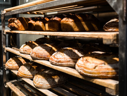 Fertige Brote im Domberger Brot-Werk
