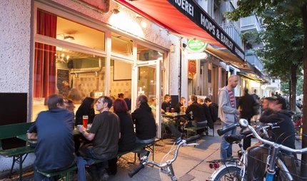 Micro brewery Hops & Barley in Berlin-Friedrichshain People sitting outside of the micro brewery Hops & Barley in Berlin-Friedrichshain