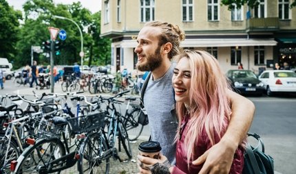 Young couple discovering Berlin neighbourhood Young Couple in Berlin