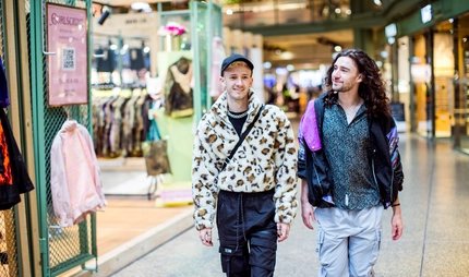 Shopping at Bikini Berlin  Two friends shopping at Bikini Berlin